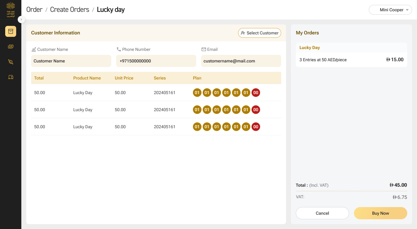 02 / Customer and order review in the newer UAE Lottery retail POS
